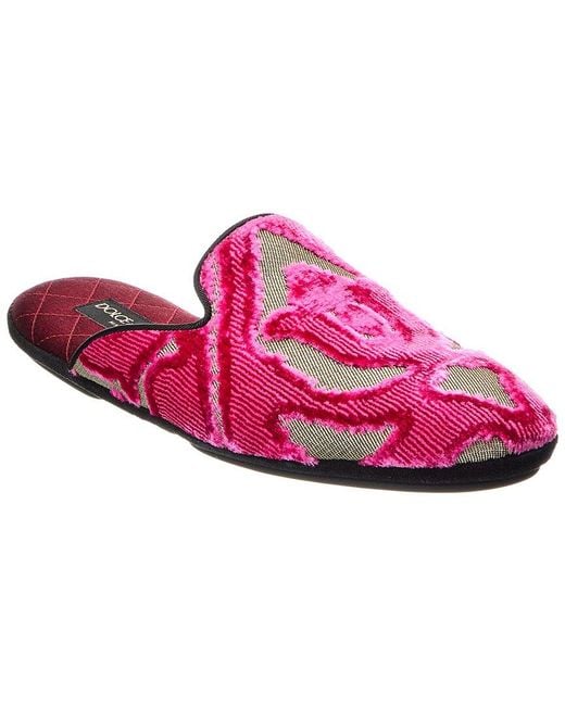 Dolce & Gabbana Pink Velvet & Canvas Mules for men