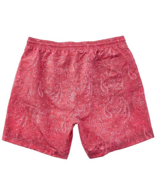 Brunello Cucinelli Red Print Swim Trunk for men
