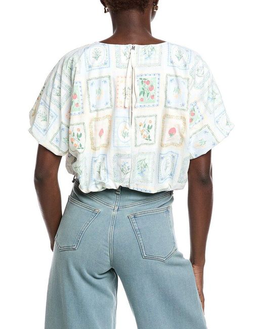 Hunter White Crop Bubble Blouse