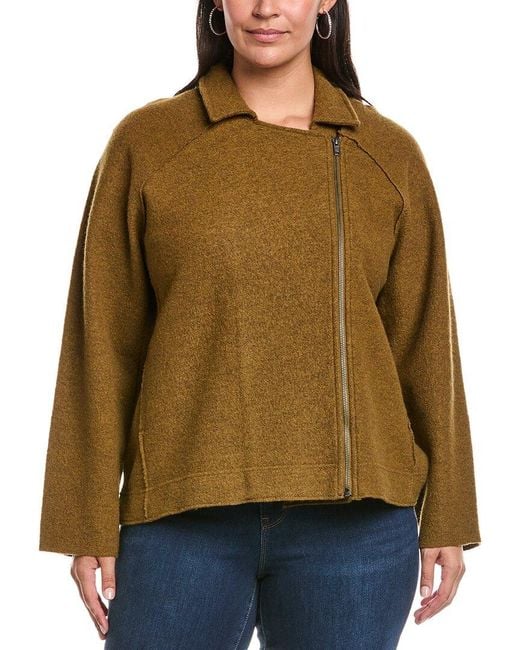 Eileen Fisher Brown Plus Wool Moto Jacket