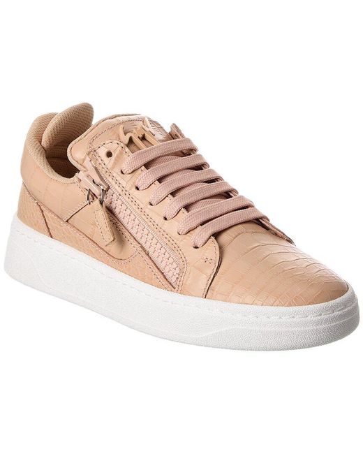 Giuseppe Zanotti Pink Gz/94 Croc-Embossed Leather Sneaker
