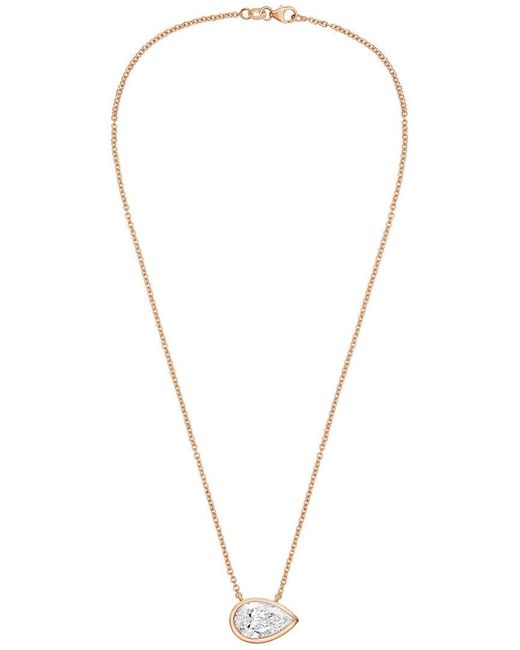 Diana M White Diana M. 14K Rose 15.00 Ct. Tw. Lab-Grown Diamond Solitaire Bezel Pendant