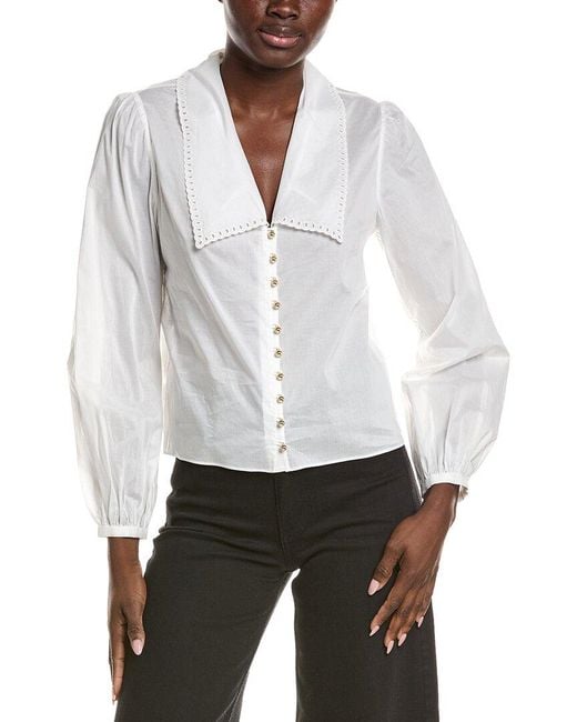 FRAME White Frame The Eyelet Sailor Blouse