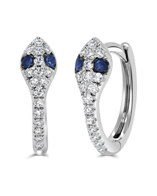 Sabrina Designs Blue 14k 0.14 Ct. Tw. Diamond & Sapphire Snake Huggie Earrings