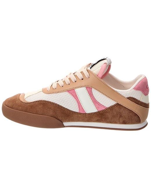 Chloé Pink Kick Leather, Suede & Canvas Sneaker