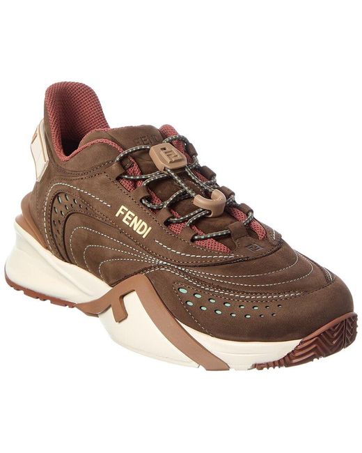 Fendi Women's Brown Flow Leather Sneaker