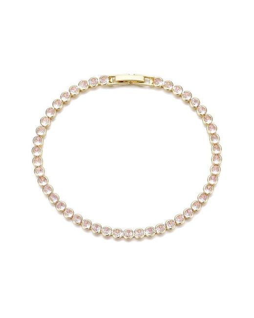 Adornia Natural 14K Plated Crystal Bezeled Tennis Bracelet