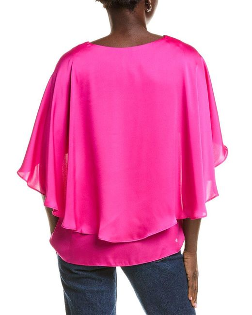 Joseph Ribkoff Pink Satin Cape Back Top