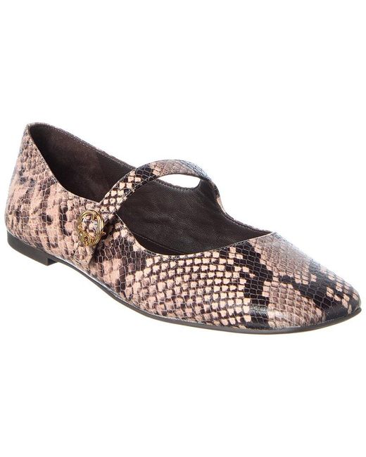Tory Burch Brown Selby Mary Jane Snake-Embossed Leather Ballet Flat