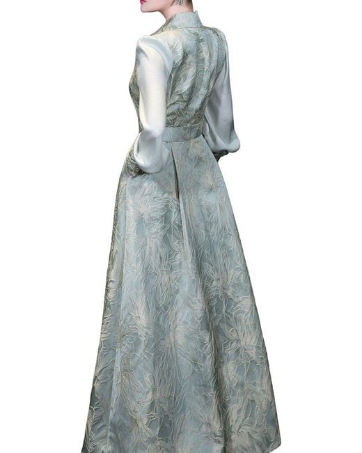 BURRYCO Blue Printed Long Sleeve Maxi Dress