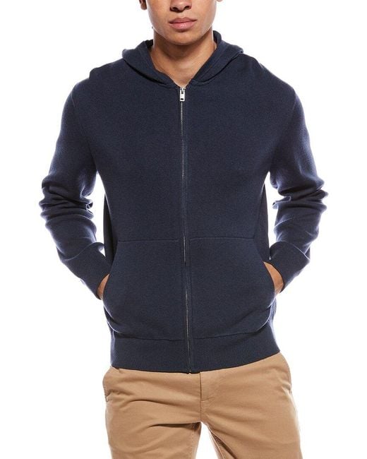Vince Blue Modern Full Zip Wool-Blend Hoodie for men