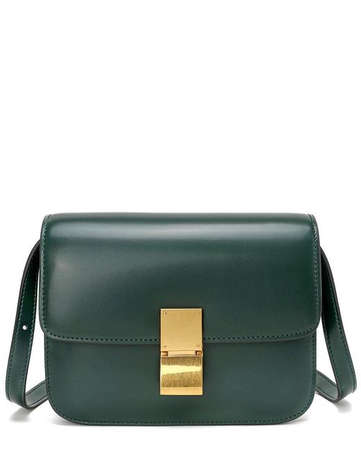 Tiffany & Fred Paris Green Smooth Leather Foldover Crossbody