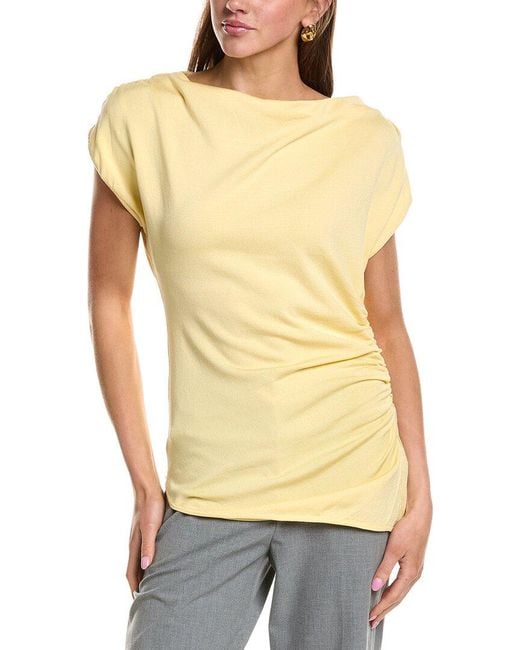 Kenneth Cole Yellow Asymmetrical Drape Top