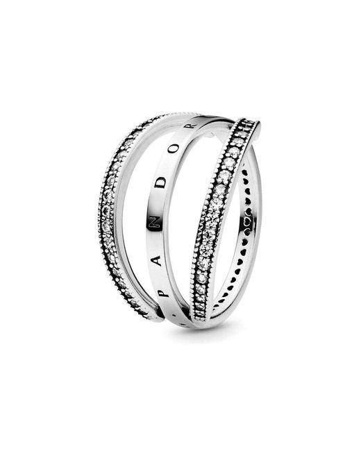 Pandora White Signature Silver Ring