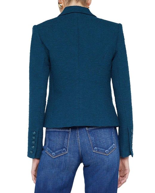 L'Agence Blue Brooke Double-Breasted Crop Blazer