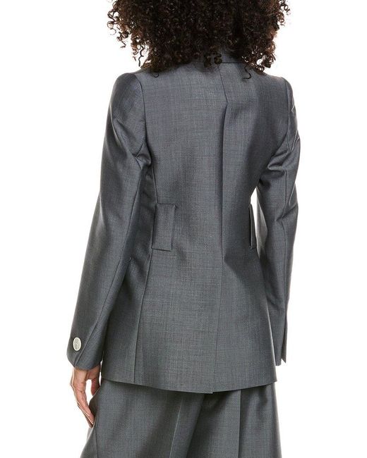 Prada Gray Double Breasted Mohair & Wool-Blend Blazer