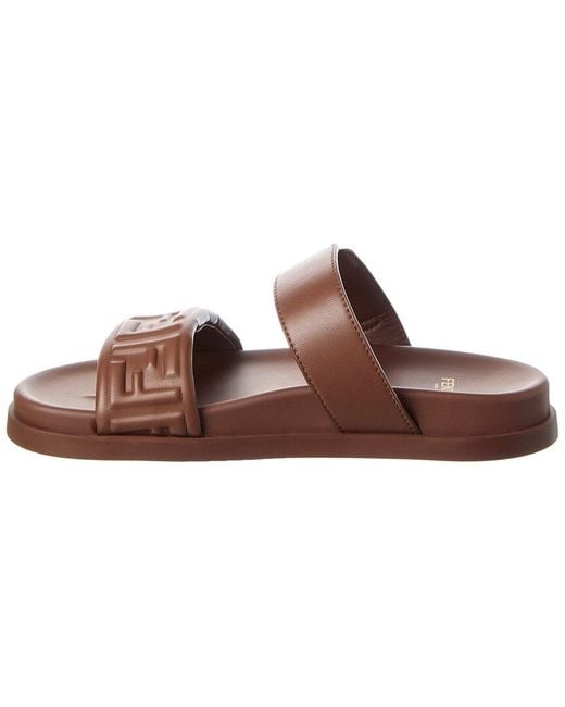 Fendi Brown Feel Ff Leather Sandal