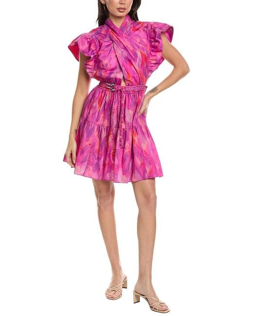 10 Crosby Derek Lam Pink Finn Ruffle Wrap Mini Dress
