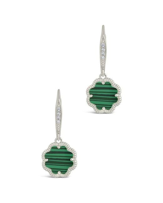 Sterling Forever Green Malachite Short Drop Earrings
