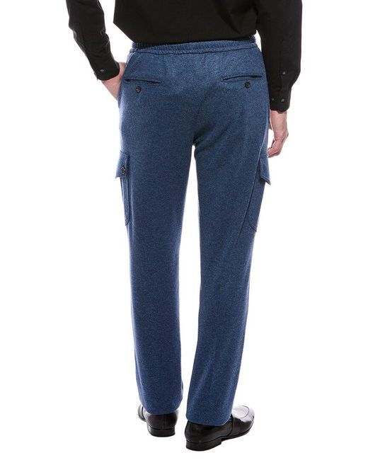 Isaia Blue Cargo Drawstring Pant for men