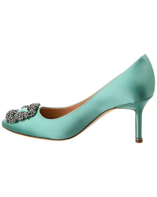 Manolo Blahnik Blue Embellished Satin Hangisi Pumps