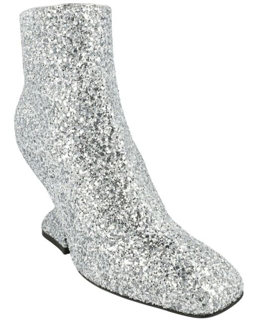 Ferragamo White Sal 85 Glitter Bootie