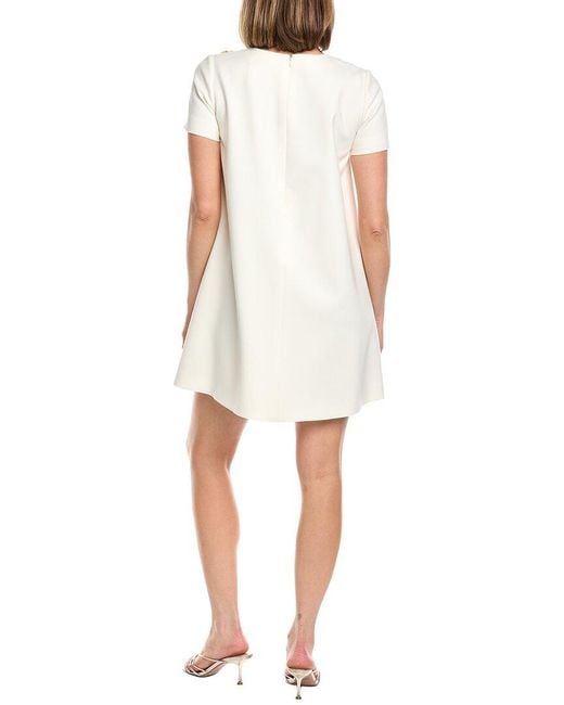 Carolina Herrera White A-Line Wool-Blend Shift Dress