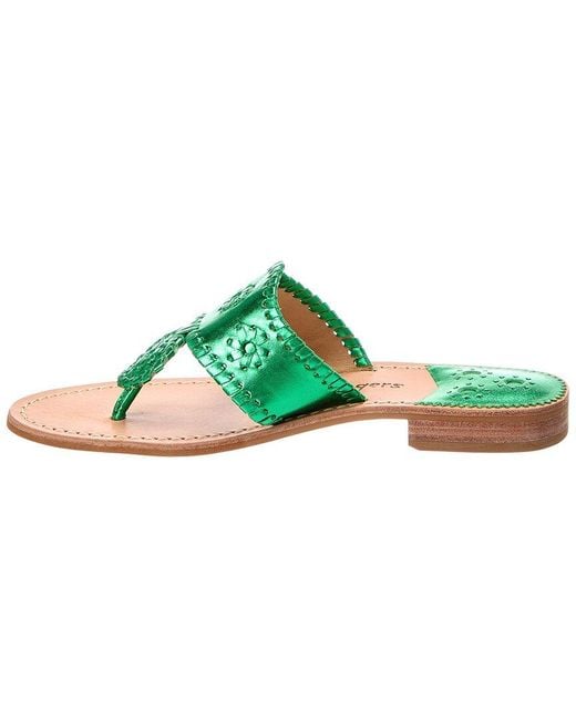 Jack Rogers Green Jacks Flat Leather Sandal