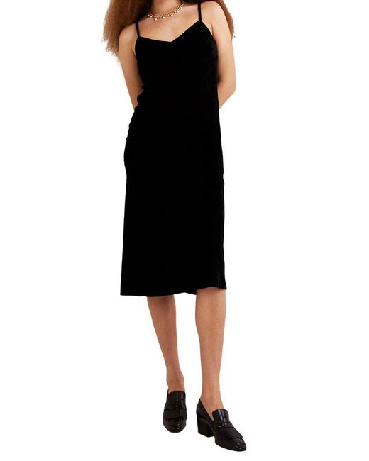 Boden Black Velvet Slip Midi Dress