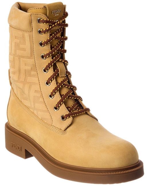 Fendi Natural Filo Leather Combat Boot