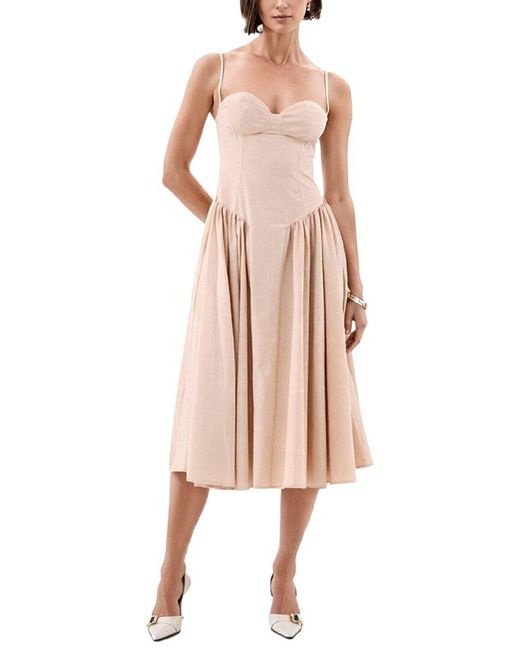 Extro & Vert Pink Sweetheart Neck Strappy Midi Corset Dress