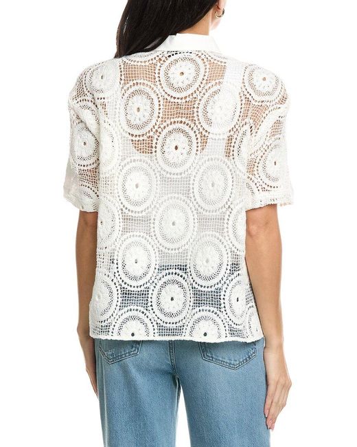 Seraphin Gray Crochet Collard Top