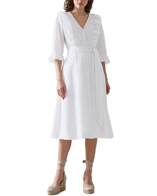 LK Bennett Anya Linen Dress in Gray | Lyst