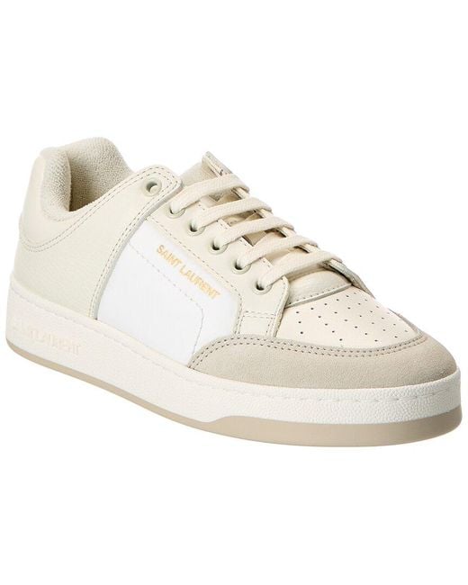 Saint Laurent White Sl/61 Leather & Suede Sneaker