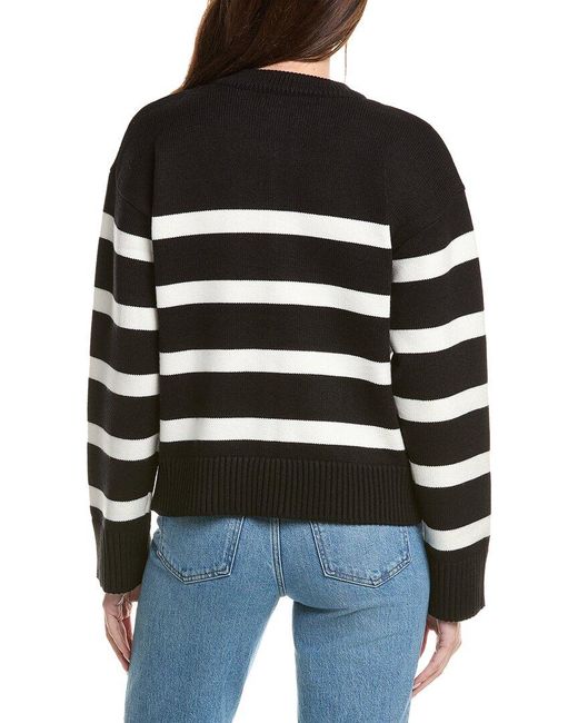 English Factory Black Zip-Up Striped Sweater