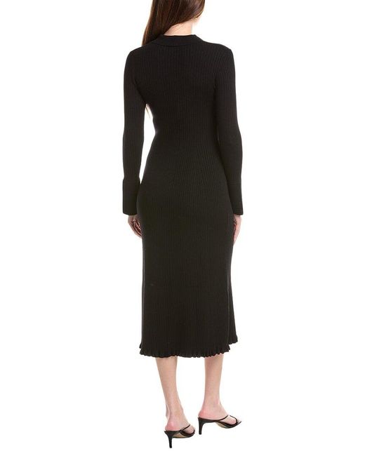 Tahari Black Polo Collar Neck Midi Dress