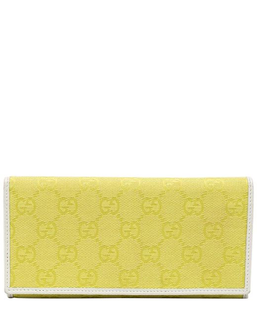 Gucci Yellow Gg Canvas & Leather Continental Wallet (Authentic Pre-Owned)