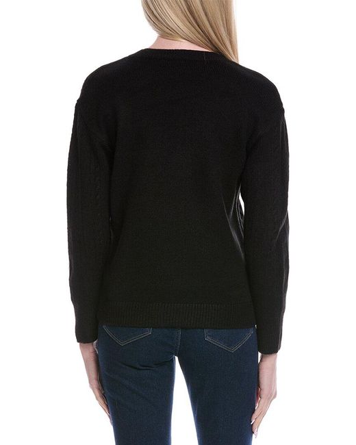 Jones New York Black Mix Stitch Crewneck Sweater