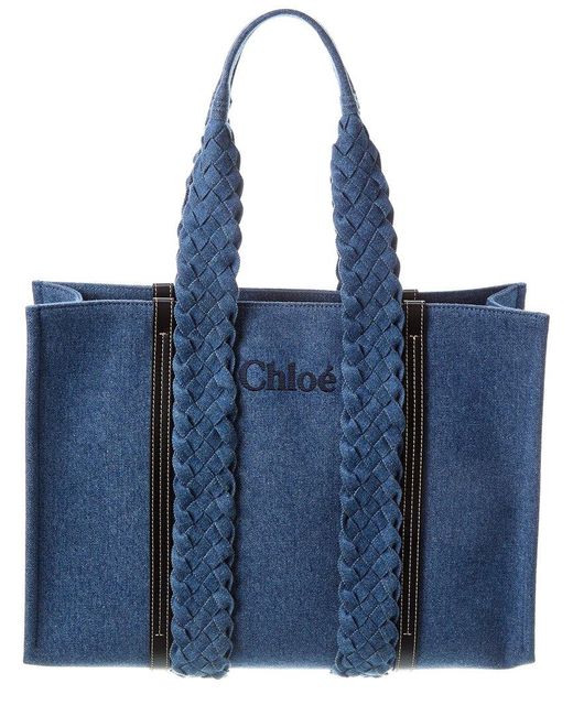 Chloé Blue Woody Large Canvas Tote