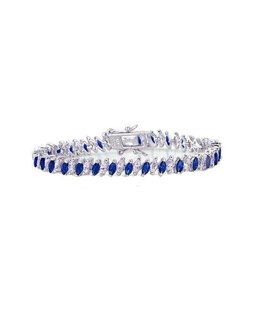 Genevive Jewelry Blue Silver Cz Bracelet