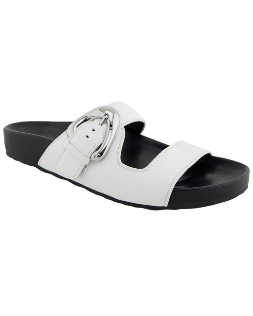 Aerosoles Black Lemon Leather Flat Sandal
