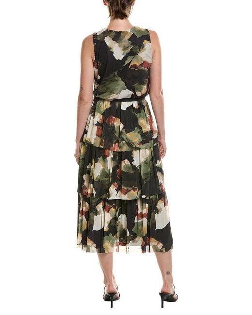 Anne Klein Green Surplice Tiered Midi Dress