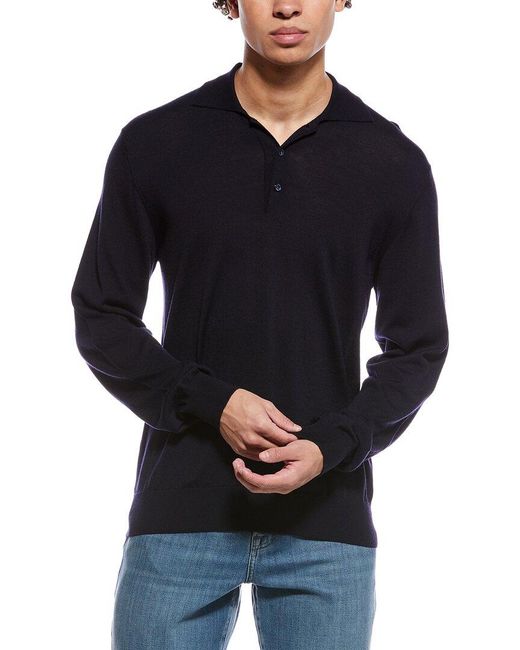 Eton of Sweden Blue Fine Knit Wool Polo Shirt for men