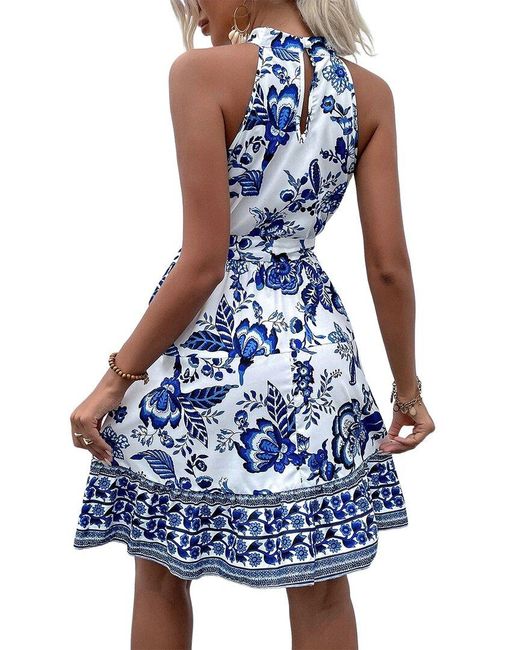 Kayla Paris Blue Printed Mini Dress