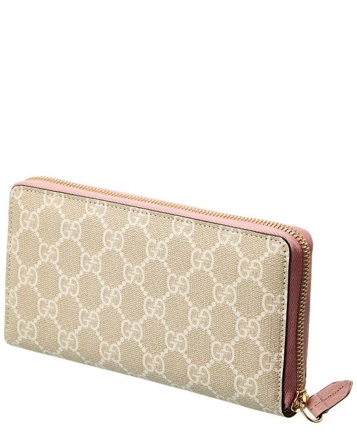 GG Marmont zip around wallet in light pink leather and Supreme