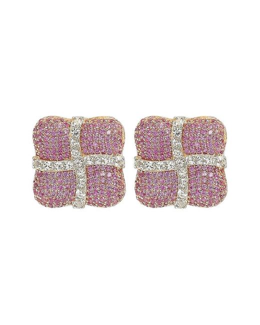 Suzy Levian Pink 0.02 Ct. Tw. Diamond & Gemstone Wrapped Earring