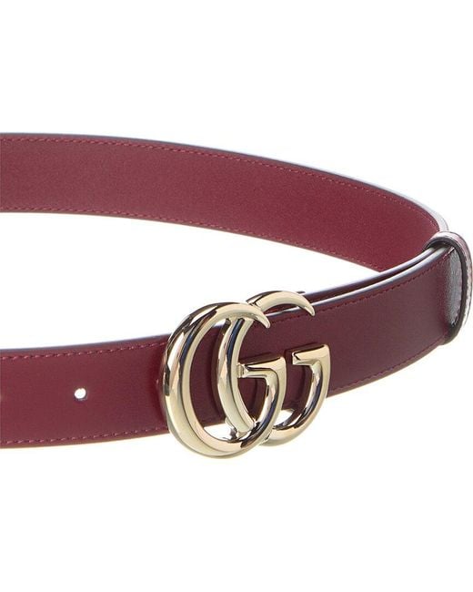 Gucci Red Gg Marmont Thin Leather Belt