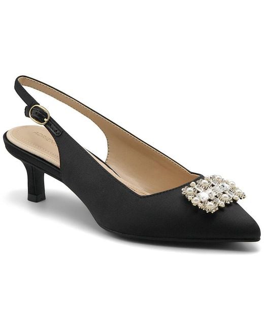 Adrienne Vittadini Black Savblanc Satin Sling Back Pump