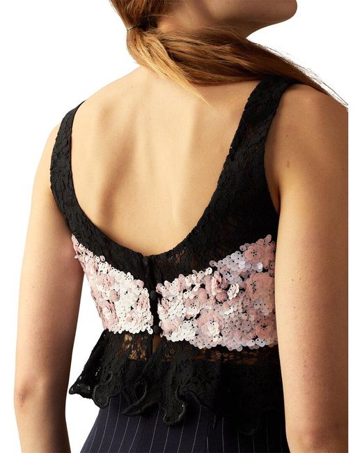 Cynthia Rowley Black The Cosmo Sequin Knit Top