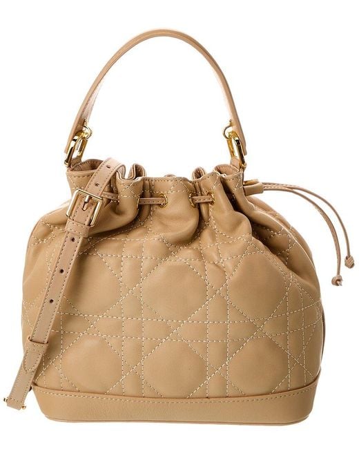 Tiffany & Fred Paris Natural Large Quilted Leather Drawstring Bag